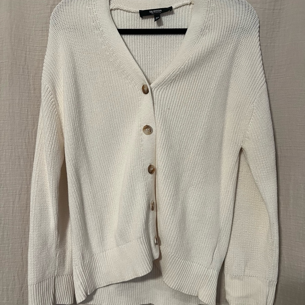 Hudson Jeans Cream Button-Up Cardigan